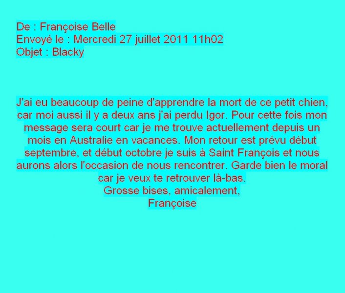 Message de Françoise Belle